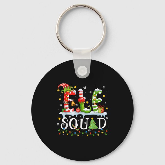 Elf Squad Funny Elf Family Christmas Matching Paja Keychain (Front)