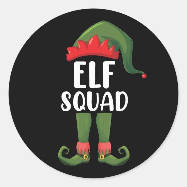 Elf Squad Funny Family Matching Christmas  Classic Round Sticker (Front)