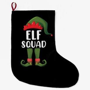 Elf Squad Funny Family Matching Christmas  Large Christmas Stocking