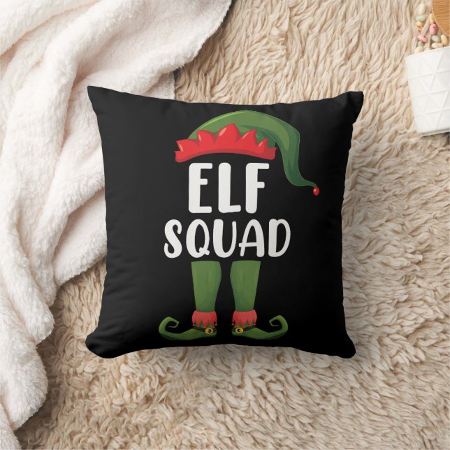 Elf Squad Funny Family Matching Christmas  Throw Pillow (Blanket)