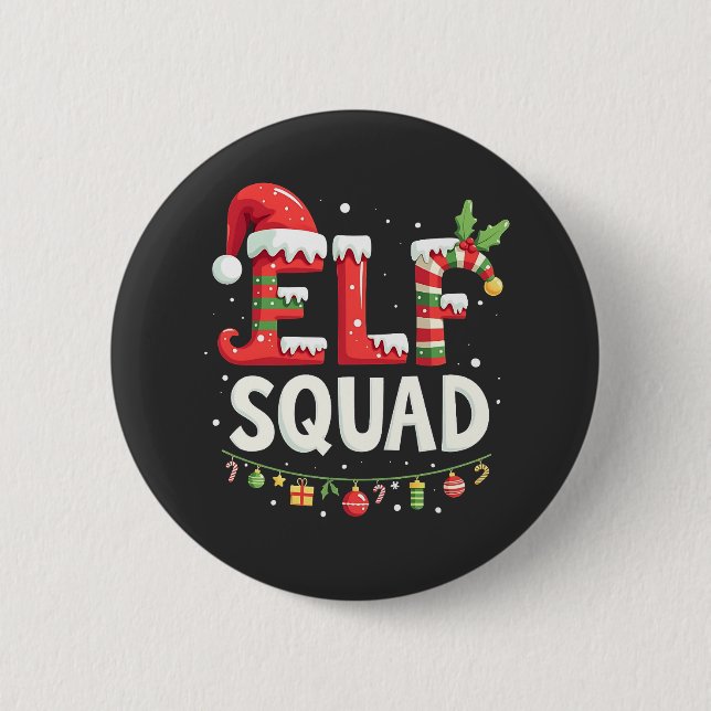 Elf Squad Funny Matching Christmas Outfit  2 Inch Round Button (Front)