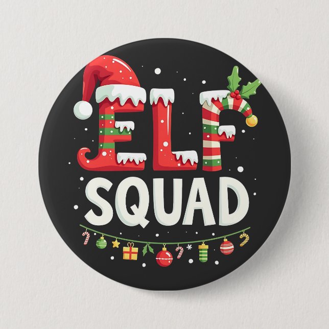 Elf Squad Funny Matching Christmas Outfit  3 Inch Round Button (Front)