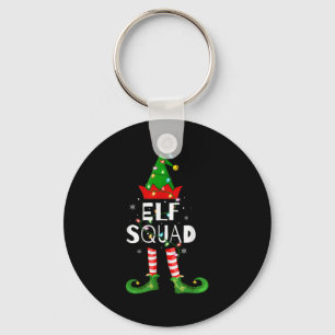 Elf Squad Xmas Matching Family Pajamas Funny Elf C Keychain
