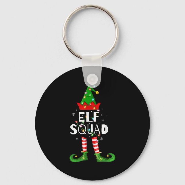 Elf Squad Xmas Matching Family Pyjamas Funny Elf C Keychain (Front)