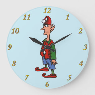 Elf Standing At Attention blue wall clock