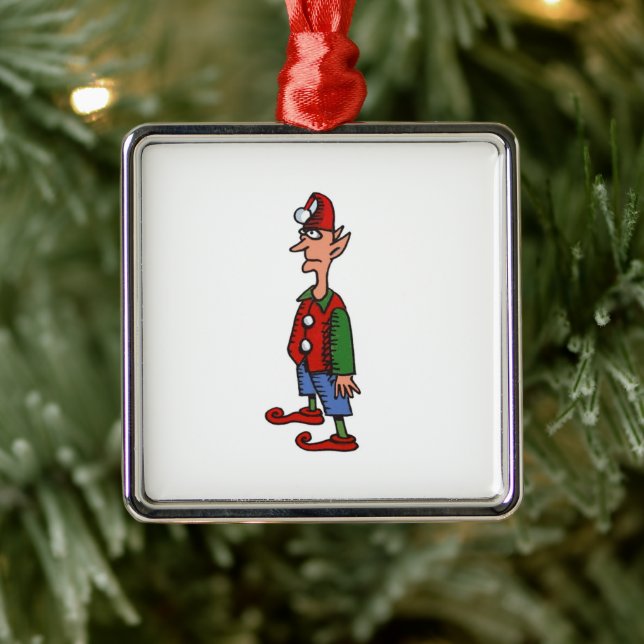 Elf Standing At Attention square premium ornament (Tree)