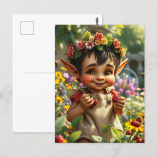 Elf Strawberry Postcard
