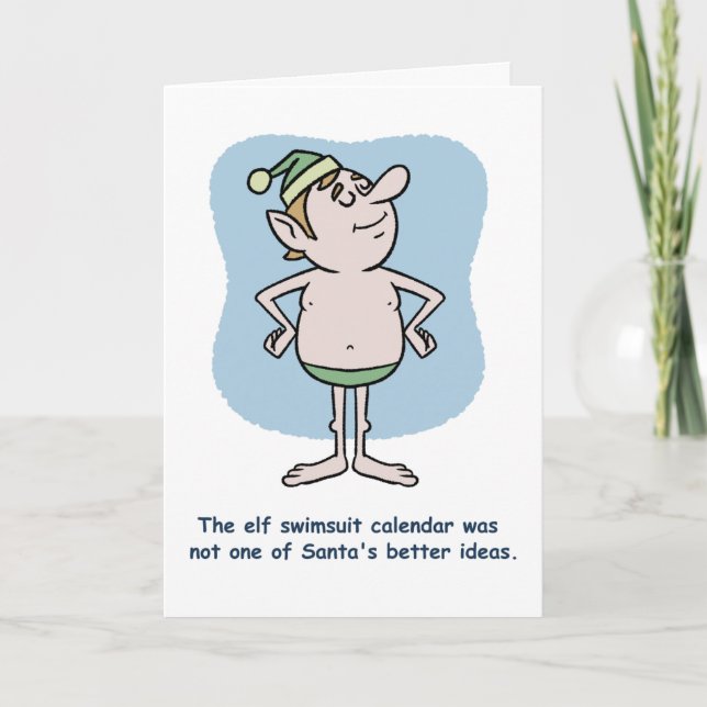 Elf Swimsuit Calendar Thank You Card (Front)
