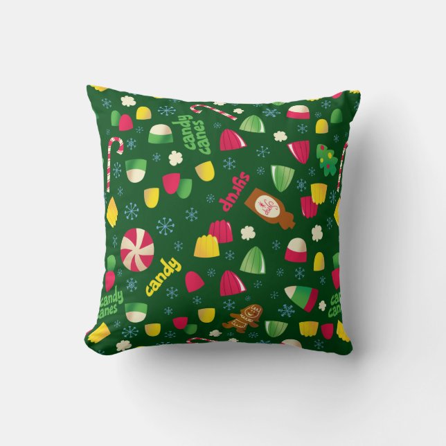 Elf the Movie Candy Pattern Throw Pillow (Front)