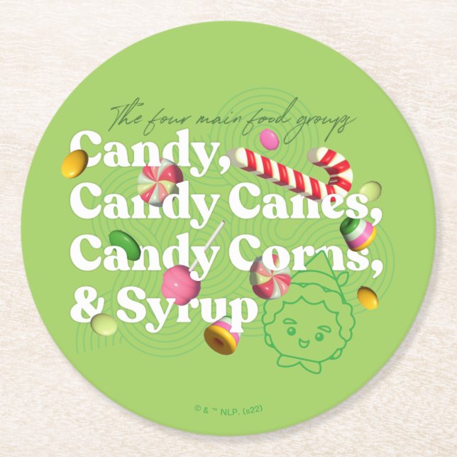Elf the Movie | The Four Main Food Groups Round Paper Coaster (Front)