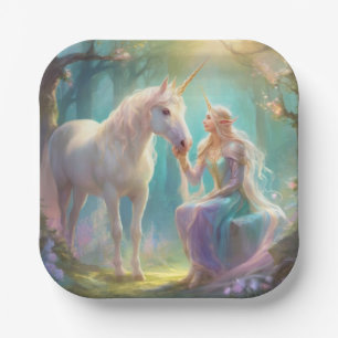 Elf Unicorn Paper Plate