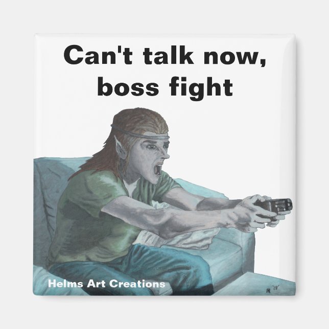 Elf Video Gamer Playing Video Games Fantasy Magnet (Front)