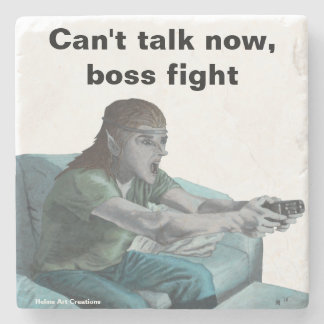 Elf Video Gamer Playing Video Games Stone Coaster