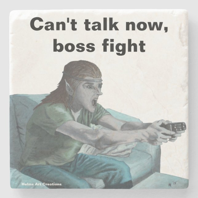 Elf Video Gamer Playing Video Games Stone Coaster (Front)