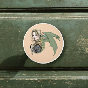 Elf Warrior Dragon Fantasy Magical Medieval Peach Ceramic Knob