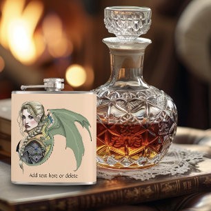 Elf Warrior Dragon Fantasy Magical Medieval Peach Hip Flask