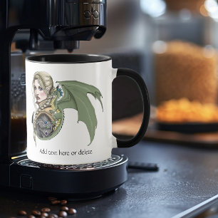 Elf Warrior Dragon Fantasy Magical Medieval Peach Mug