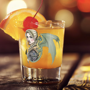 Elf Warrior Dragon Fantasy Magical Medieval Peach Shot Glass