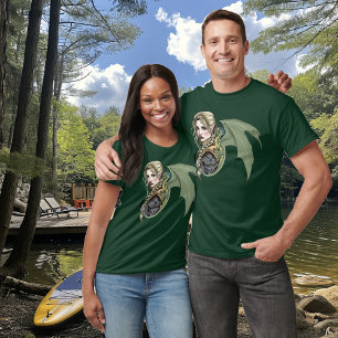 Elf Warrior Dragon Fantasy Magical Medieval Peach T-Shirt