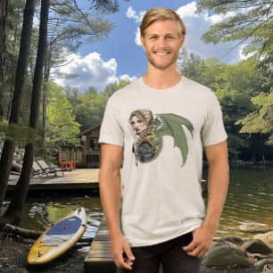 Elf Warrior Dragon Fantasy Magical Medieval Peach Tri-Blend Shirt
