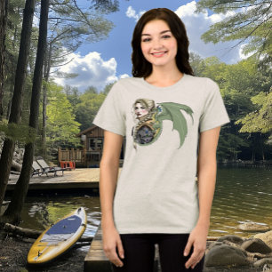 Elf Warrior Dragon Fantasy Magical Medieval Peach Tri-Blend Shirt