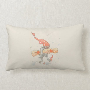 Elf with Christmas present, old illustration Lumbar Pillow