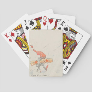 Elf with Christmas present, old illustration Playing Cards
