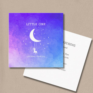 Elf with Magic wand Stars Moon Square Business Card