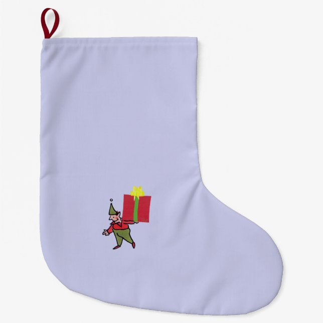 Elf With Red Box Christmas stocking large (Front)