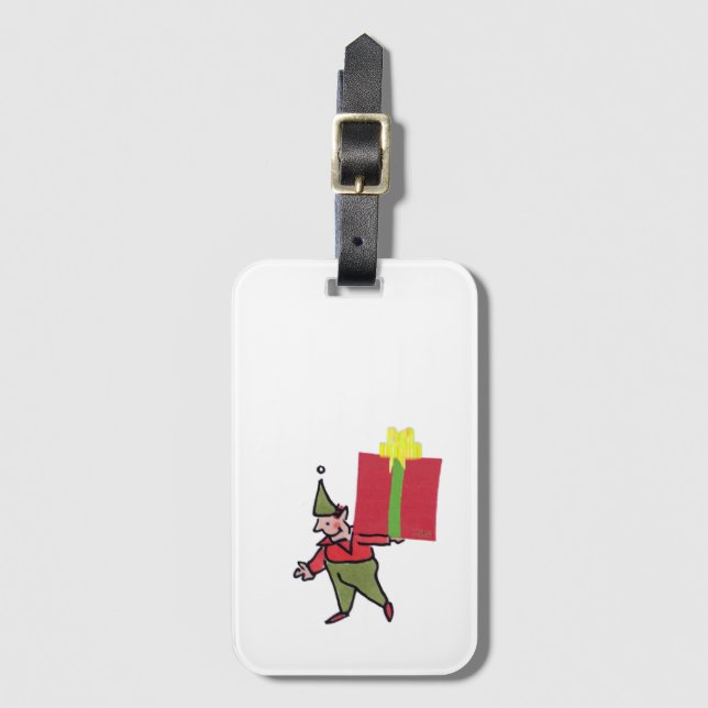 Elf With Red Box luggage tag (Front Vertical)
