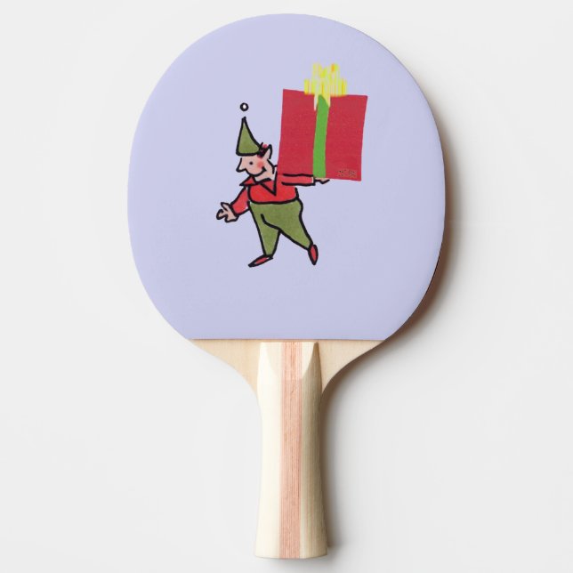 Elf With Red Box purple ping pong paddle (Front)