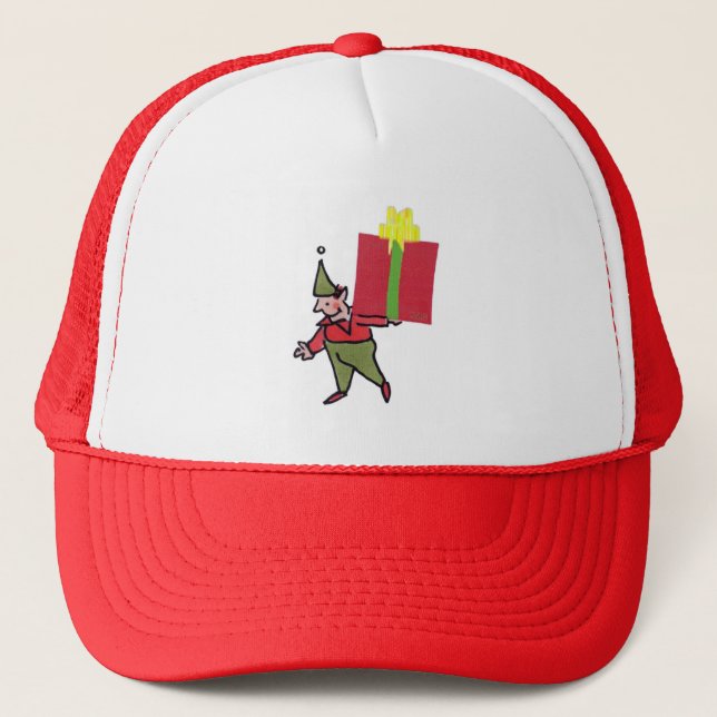 Elf With Red Box trucker hat (Front)