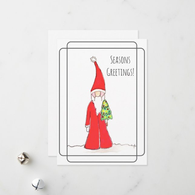 Elf with Tree Holiday Card (Front/Back In Situ)