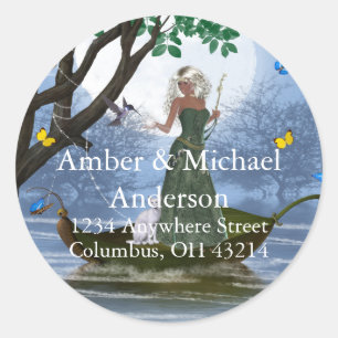 Elf with White Cat Fantasy Return Address Labels