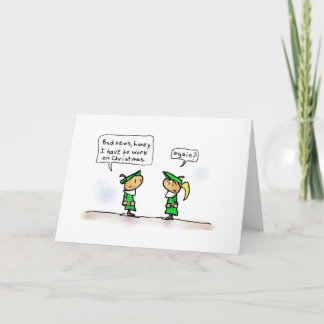 Elf work holiday card