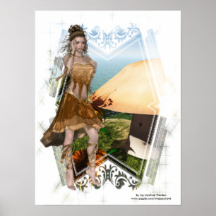 Elfe avec Champignons D1 Designs Poster Imprimer