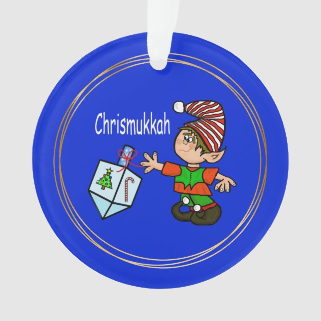 Elfe avec l'ornement Dreidel Chrismukkah (devant)
