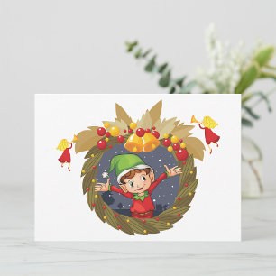 Elfe Dans Une Guirlande De Noël Invitations