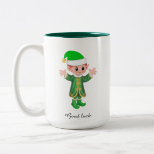 Elfe de chance moderne avec mug à script et monogr