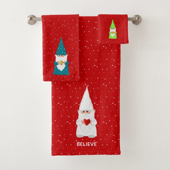 Elfe de Noël avec coeur sur rouge (En situation)