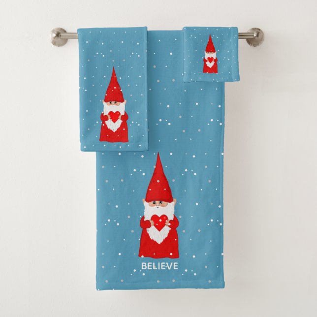Elfe de Noël avec coeur sur Sapphire Bain Bleu (En situation)