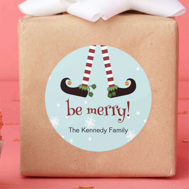 Elfe drôle rond autocollants de Noël (Créateur téléchargé)