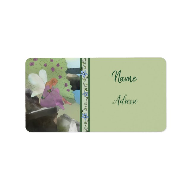 Elfe im Blumenbeet  Adressaufkleber Label (Front)