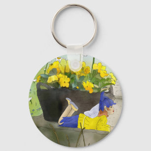 Elfe im Blumenbeet Keychain