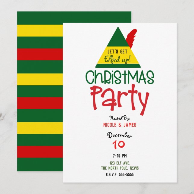 Elfed up Holiday Christmas Elf Party Invitation (Front/Back)