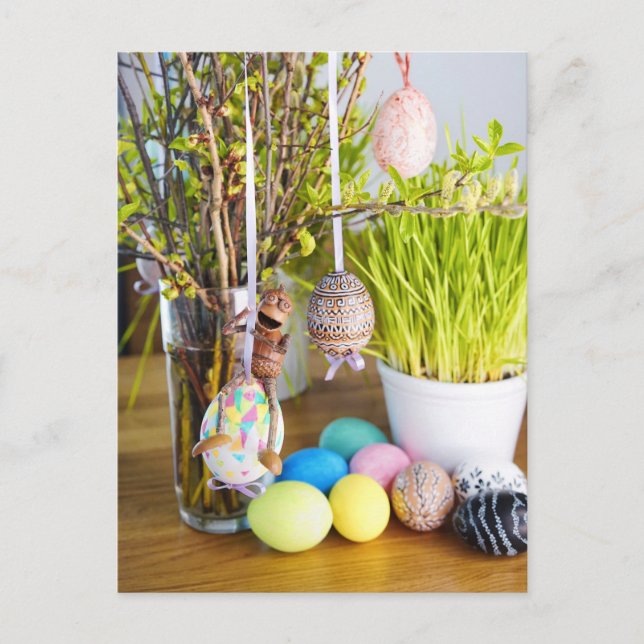 Elfes de maïs avec oeufs de Pâques Carte postale d (Devant)