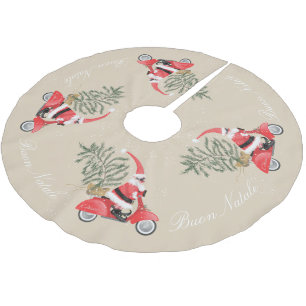 Elfin Santa Claus on his Scooter Brushed Polyester Tree Skirt