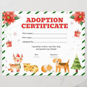Elf's pet adopt certificate editable flyer