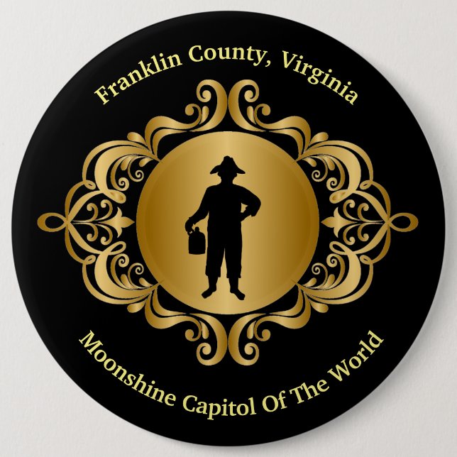 Elgant  Black and Gold  Moonshine Button (Front)