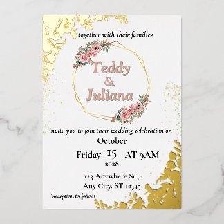 elgant Greenery floral Wedding Invitation